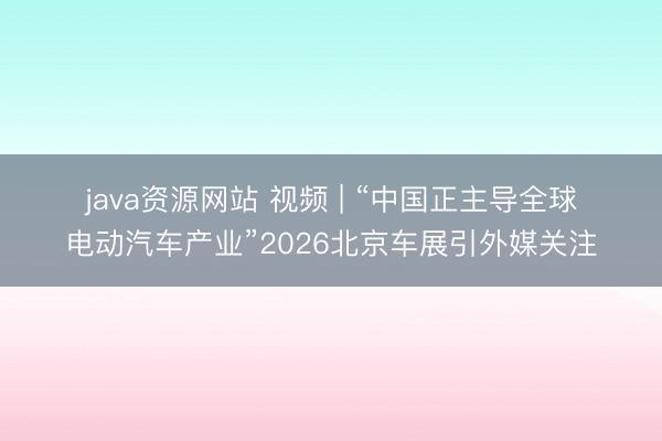 java资源网站 视频 | “中国正主导全球电动汽车产业”2026北京车展引外媒关注