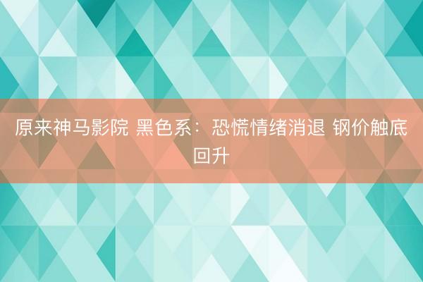 原来神马影院 黑色系：恐慌情绪消退 钢价触底回升