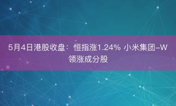 5月4日港股收盘：恒指涨1.24% 小米集团-W领涨成分股