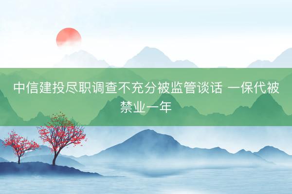 中信建投尽职调查不充分被监管谈话 一保代被禁业一年