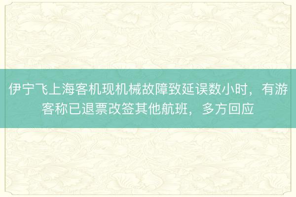 伊宁飞上海客机现机械故障致延误数小时，有游客称已退票改签其他航班，多方回应