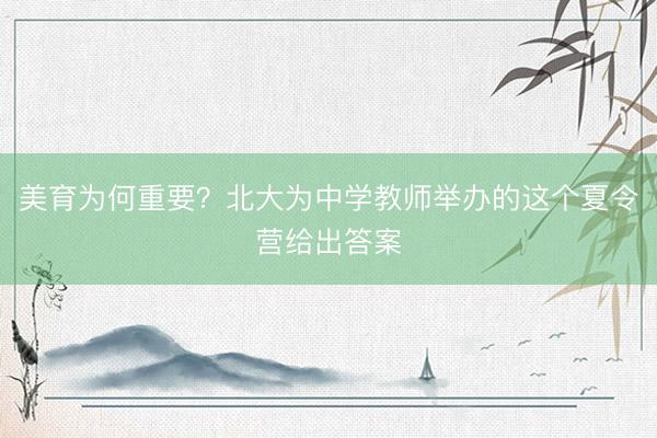 美育为何重要？北大为中学教师举办的这个夏令营给出答案