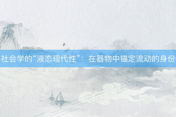 社会学的“液态现代性”：在器物中锚定流动的身份