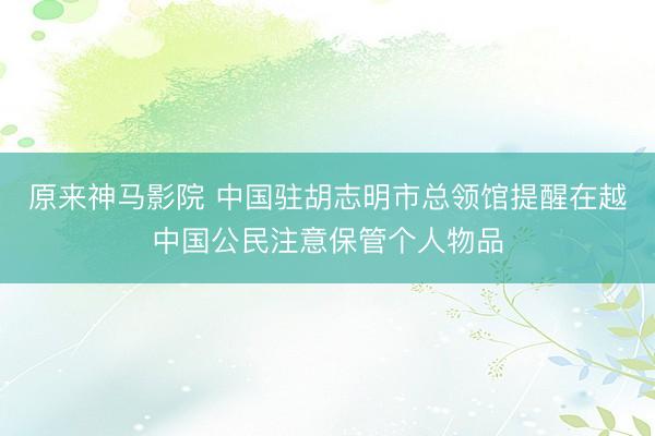 原来神马影院 中国驻胡志明市总领馆提醒在越中国公民注意保管个人物品