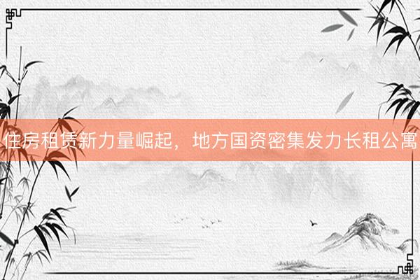 住房租赁新力量崛起，地方国资密集发力长租公寓