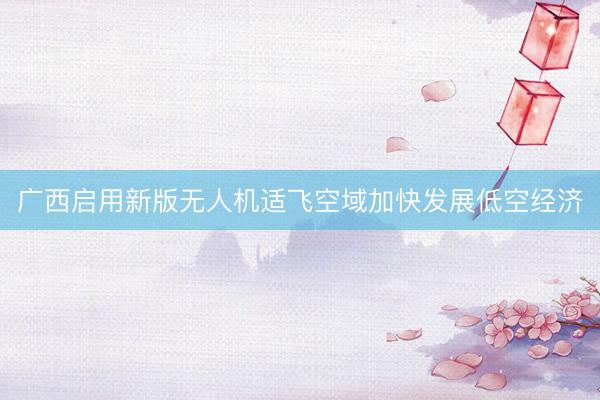 广西启用新版无人机适飞空域加快发展低空经济