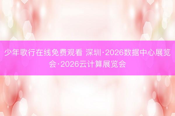 少年歌行在线免费观看 深圳·2026数据中心展览会·2026云计算展览会
