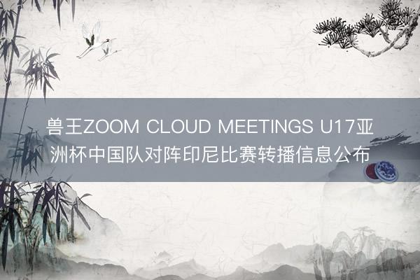 兽王ZOOM CLOUD MEETINGS U17亚洲杯中国队对阵印尼比赛转播信息公布