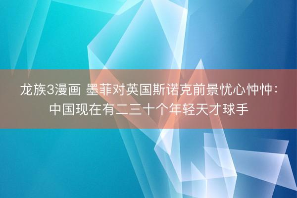 龙族3漫画 墨菲对英国斯诺克前景忧心忡忡：中国现在有二三十个年轻天才球手