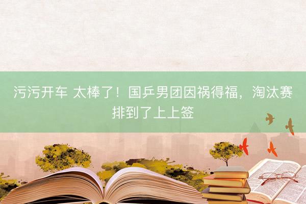 污污开车 太棒了！国乒男团因祸得福，淘汰赛排到了上上签