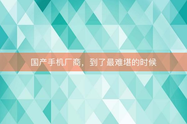 国产手机厂商,到了最难堪的时候