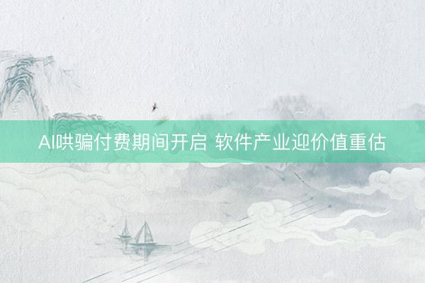 AI哄骗付费期间开启 软件产业迎价值重估
