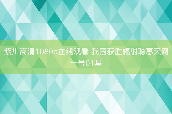 紫川高清1080p在线观看 我国获胜辐射聪惠天网一号01星