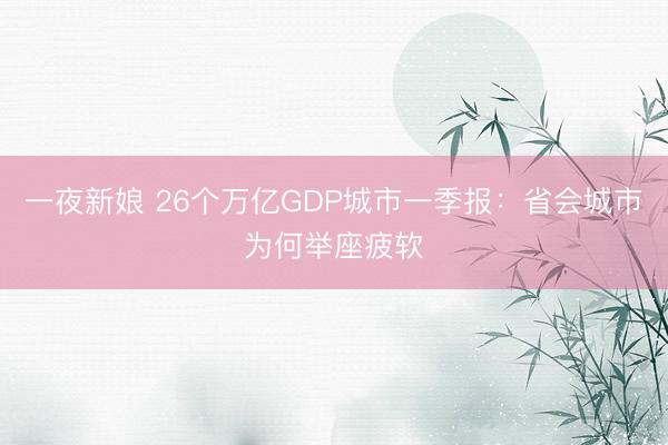 一夜新娘 26个万亿GDP城市一季报：省会城市为何举座疲软
