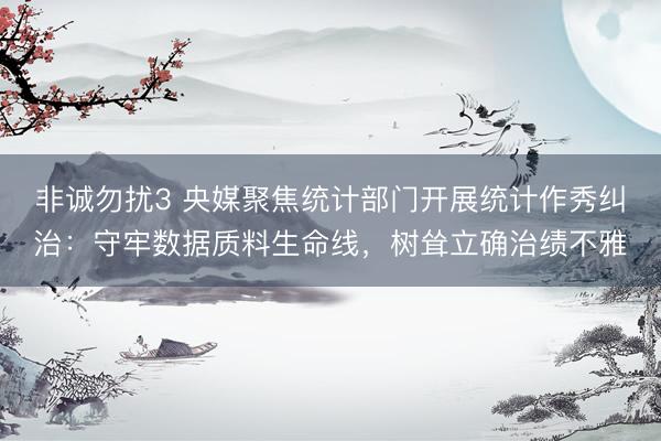 非诚勿扰3 央媒聚焦统计部门开展统计作秀纠治：守牢数据质料生命线，树耸立确治绩不雅