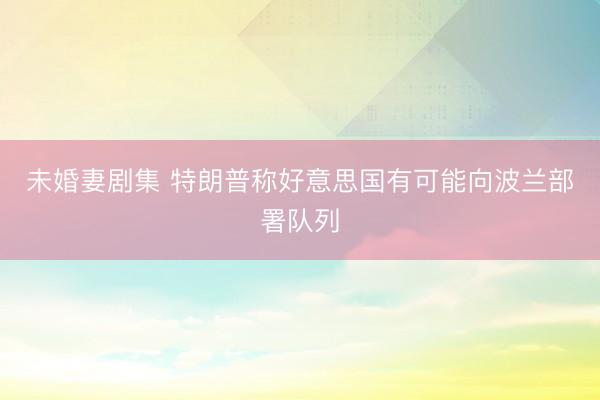未婚妻剧集 特朗普称好意思国有可能向波兰部署队列