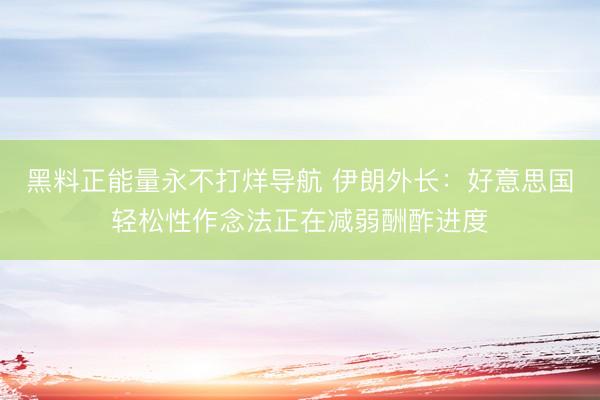黑料正能量永不打烊导航 伊朗外长：好意思国轻松性作念法正在减弱酬酢进度