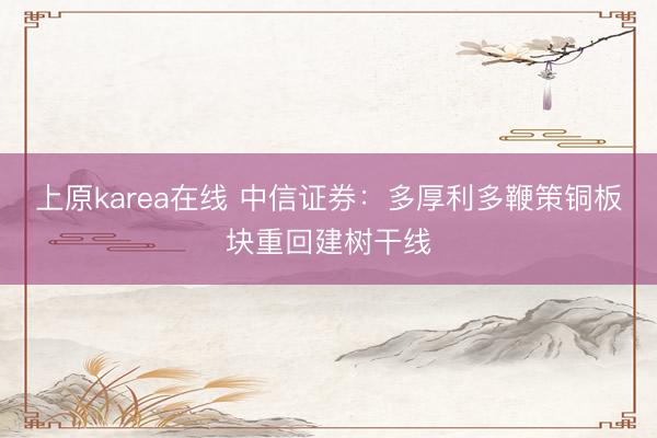 上原karea在线 中信证券：多厚利多鞭策铜板块重回建树干线