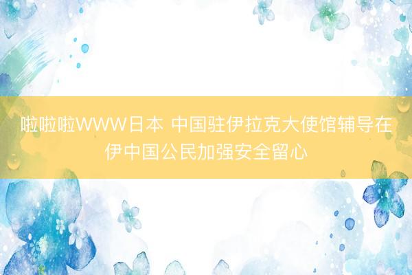 啦啦啦WWW日本 中国驻伊拉克大使馆辅导在伊中国公民加强安全留心