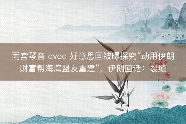 雨宫琴音 qvod 好意思国被曝探究“动用伊朗财富帮海湾盟友重建”，伊朗回话：裂缝