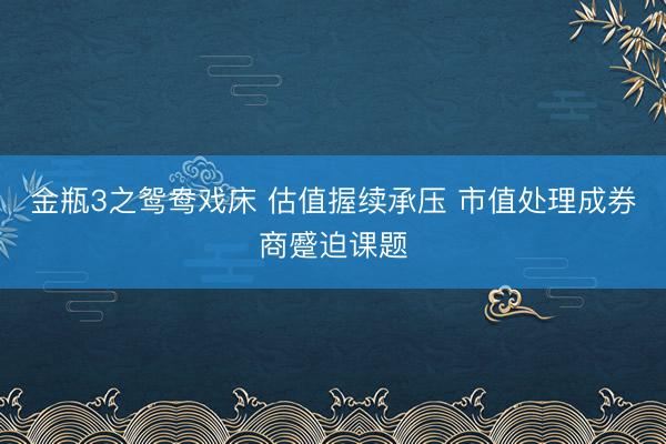 金瓶3之鸳鸯戏床 估值握续承压 市值处理成券商蹙迫课题