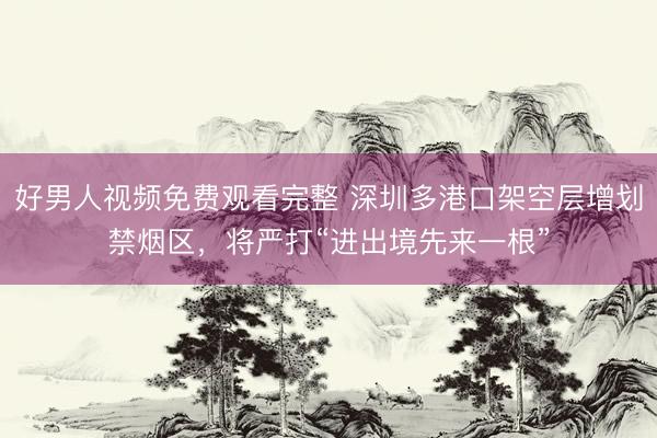 好男人视频免费观看完整 深圳多港口架空层增划禁烟区，将严打“进出境先来一根”