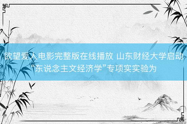 欲望爱人电影完整版在线播放 山东财经大学启动“东说念主文经济学”专项实实验为