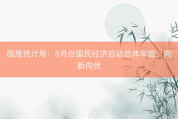 国度统计局：5月份国民经济启动总体牢固、向新向优