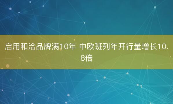 启用和洽品牌满10年 中欧班列年开行量增长10.8倍