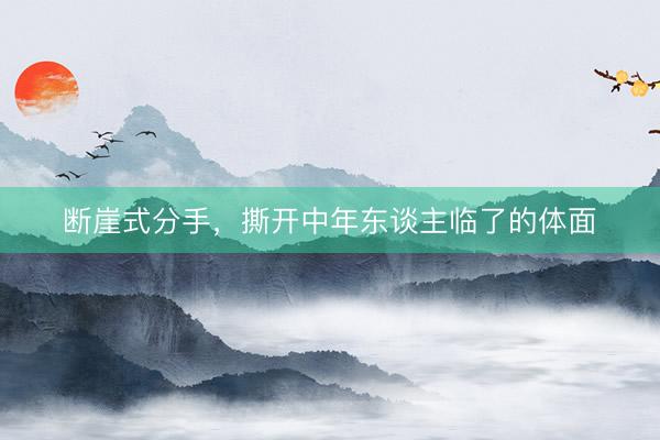 断崖式分手，撕开中年东谈主临了的体面